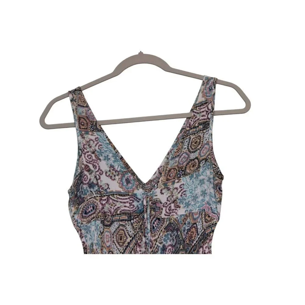 Vintage Y2K 90s Babydoll Dress Medium Multicolor Paisley Grunge Dainty Flowy - Picture 9 of 12